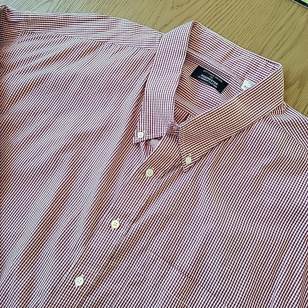 VTG Gitman Bros Shirt Men's Large 5x Red Check Long Sleeve Cotton Made in USA